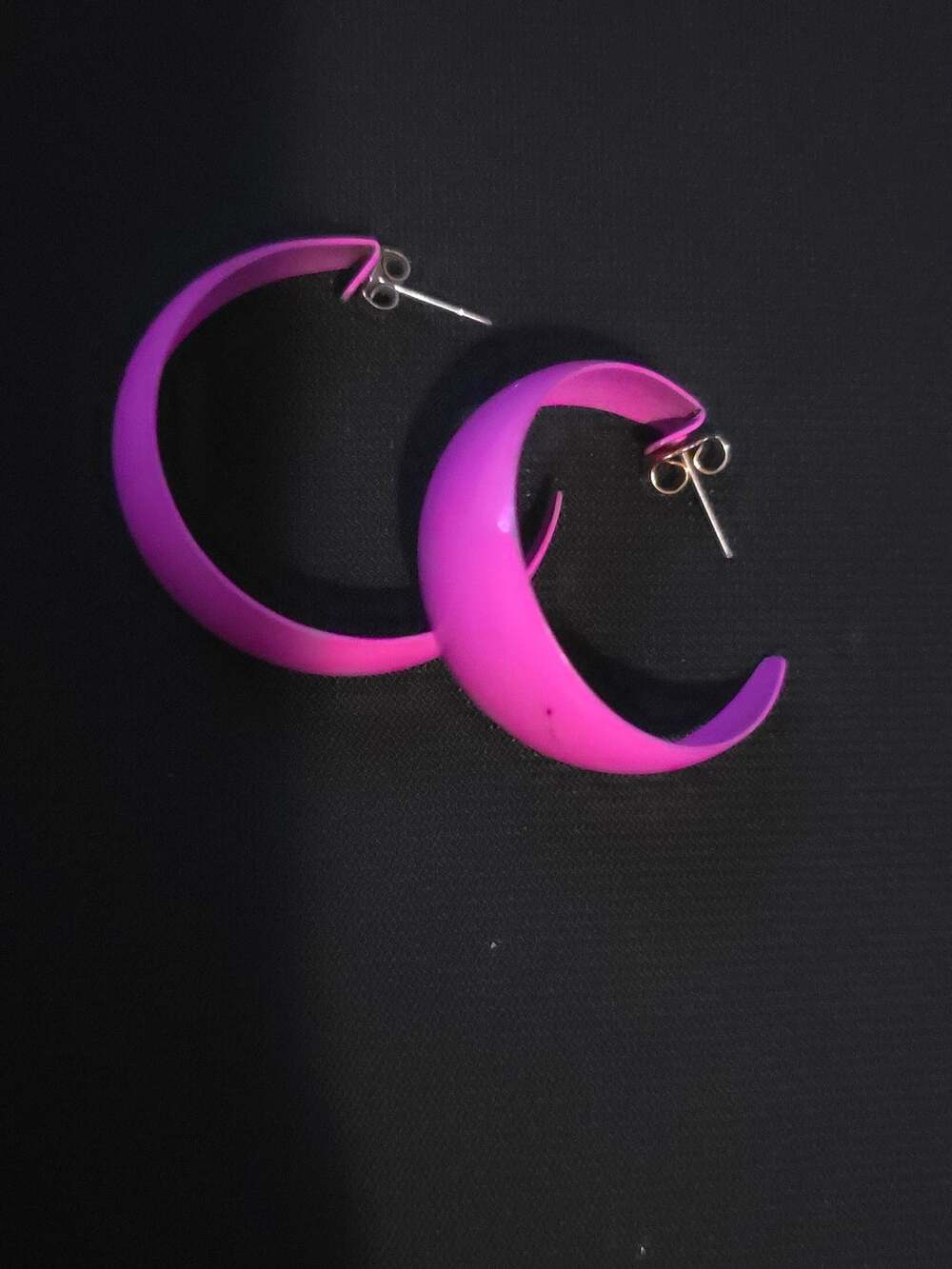 Vintage Enamel Pink Hoop Earrings